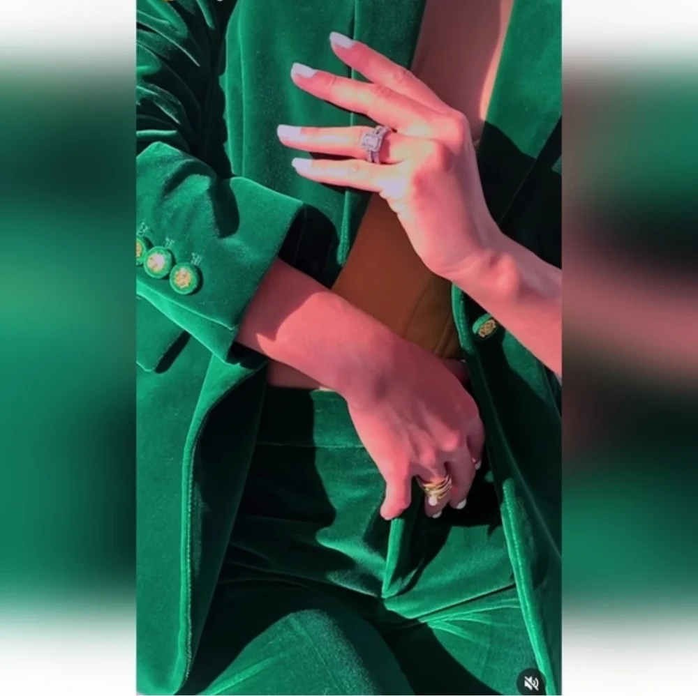 Zara Velvet Blazer Green Size L